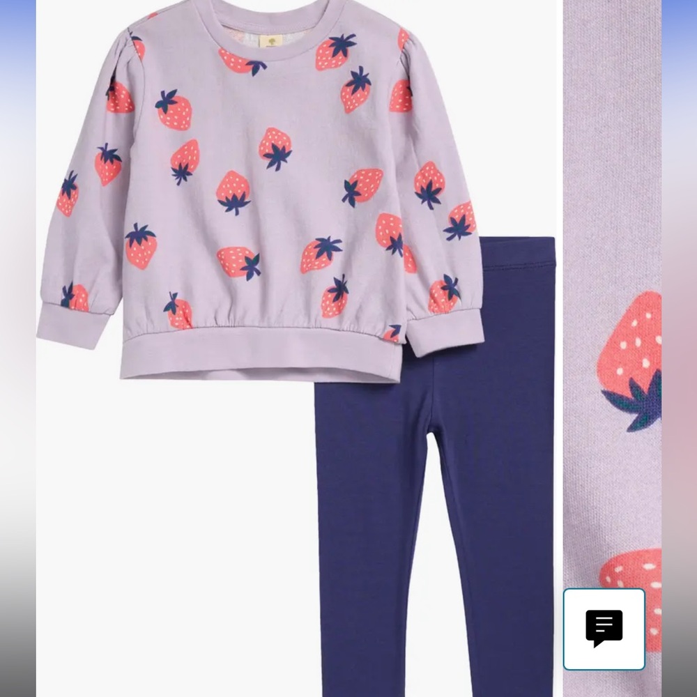47. Purple Strawberry Print Sweatshirt and Leggings Set